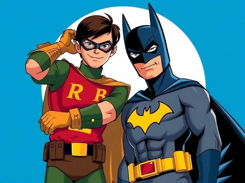 Adam West as Batman and Burt Ward as Robin standing in the Batcave set from the 1966 TV series