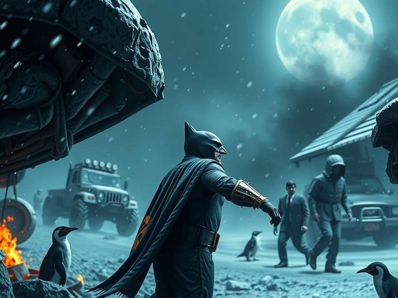 Penguin's final confrontation with Batman in the flooded zoo