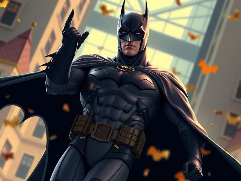 Batman silhouette against Gotham city skyline on International Batman Day