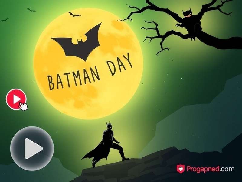 Batman symbol projected onto a city building at night