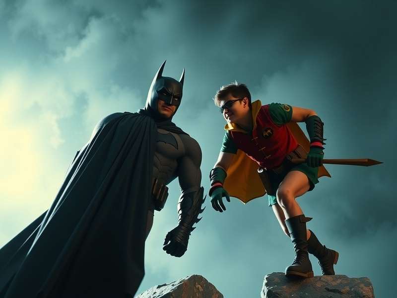 Batman and Robin standing together in the final scene of the 1997 film