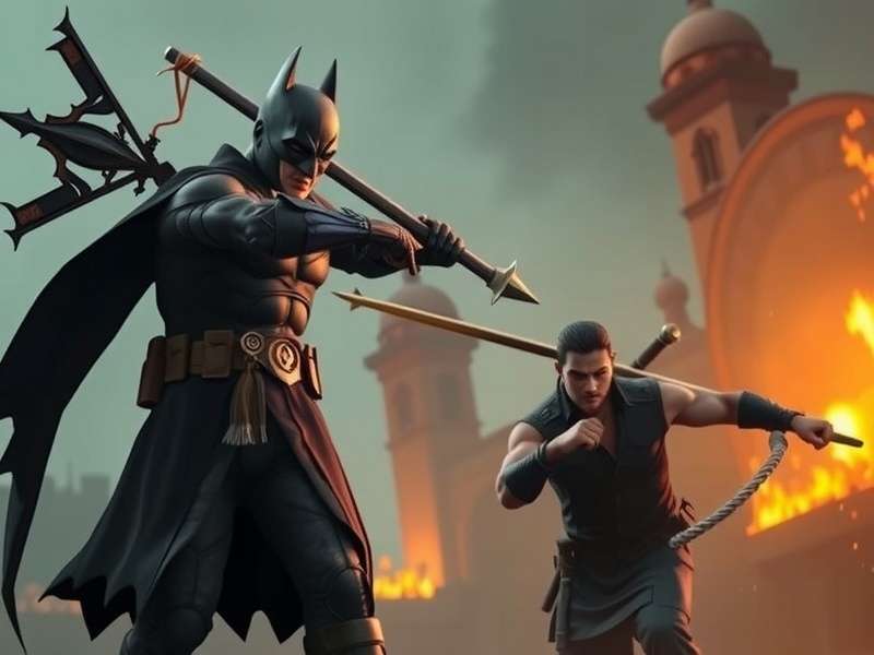 Batman executing a ninja stealth takedown on a Yakuza enemy in a Japanese castle