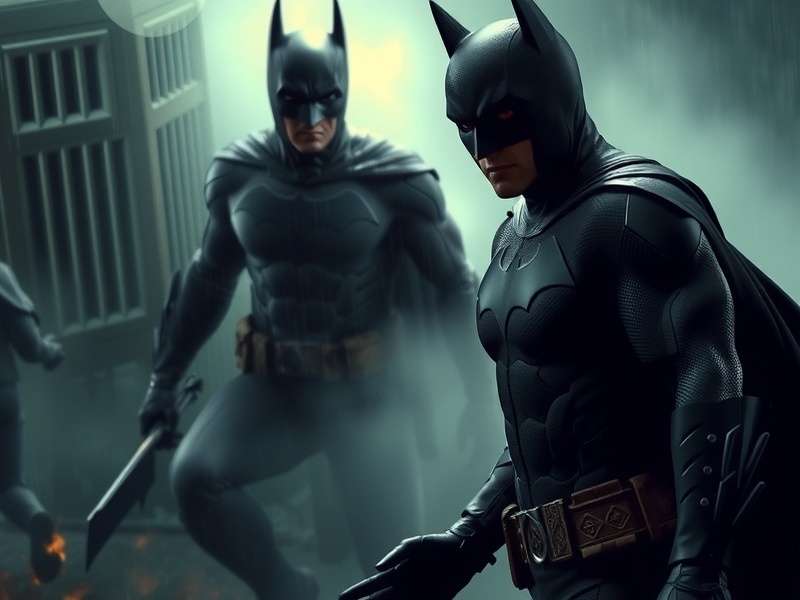 Christian Bale as Bruce Wayne in Batman Begins looking intense