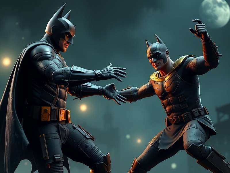 Dark, gritty sewer environment with beams of light piercing the gloom - the setting for the Batman vs Bane fight