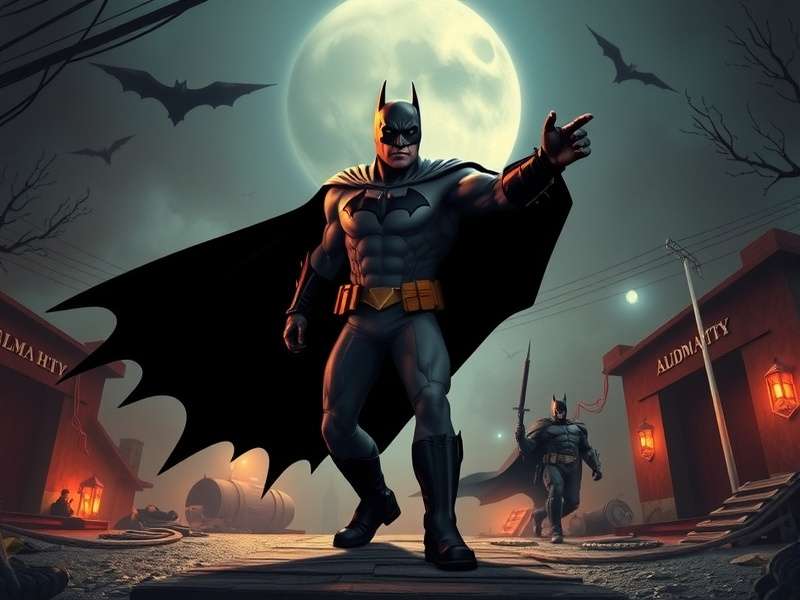 Batman epic gameplay screenshot showing Gotham city at night
