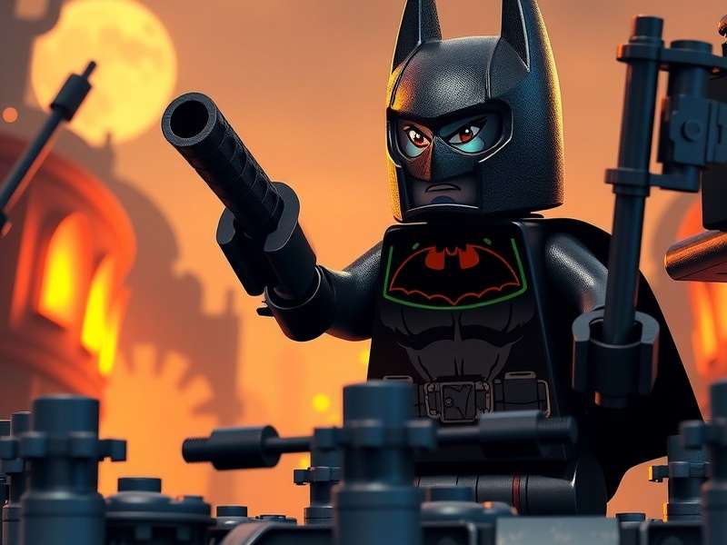 LEGO Batman and Bane facing off in a detailed diorama scene