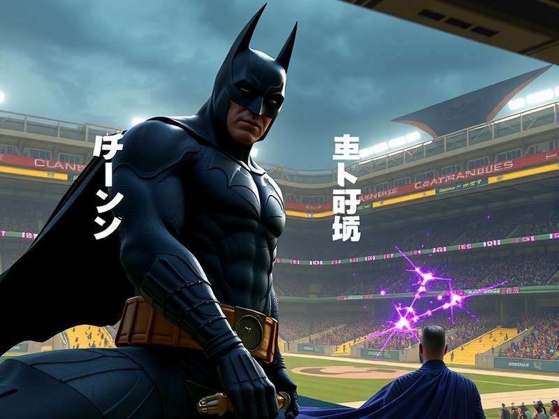 Batman facing Bane in Gotham Rogues stadium during their iconic fight scene