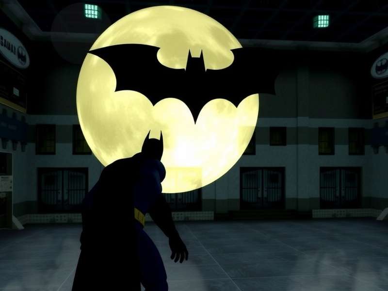 Batman Begins Video Game cover art with Batman overlooking Gotham City