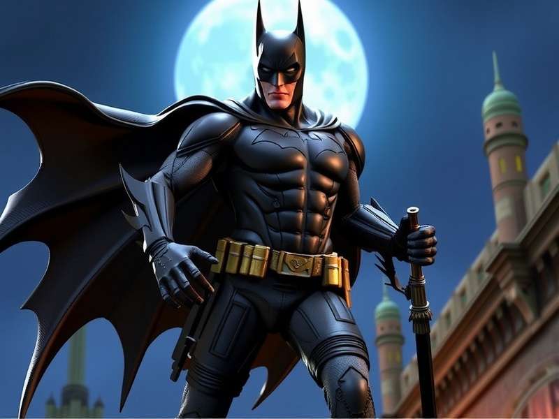 Close-up detailed photo of the McFarlane Batman Returns action figure showcasing sculpted muscles, textured suit, and fabric cape