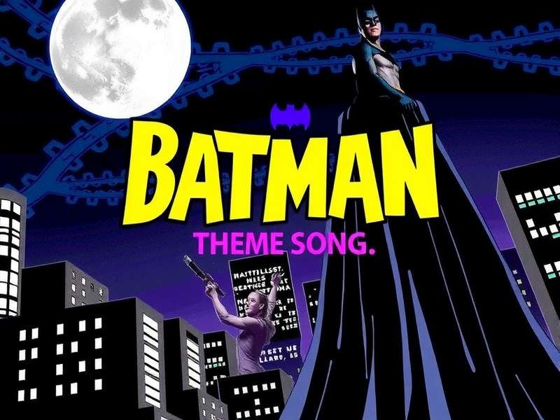 Batman Arkham game with music notes overlay representing the 1989 theme