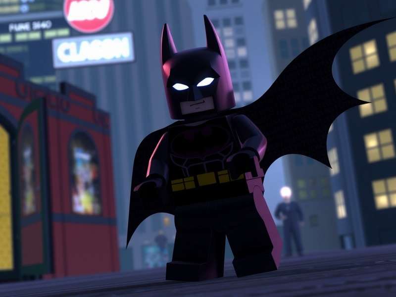 Lego Batman Legacy of the Dark Knight Game Cover Art showing Batman and Robin standing on a Gotham rooftop