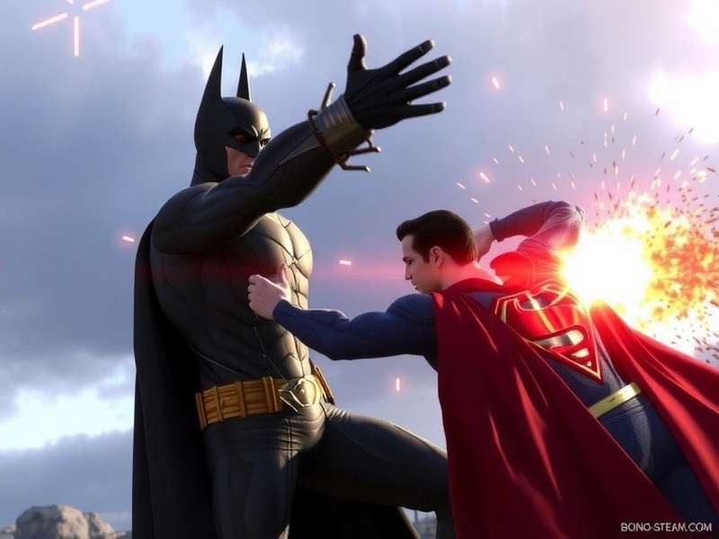 Batman standing in rain facing Superman, symbolic of their confrontation