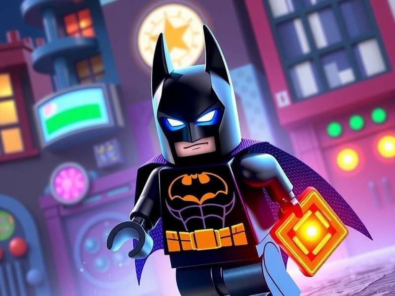 Batman Forever Lego set showcasing Gotham City with minifigures