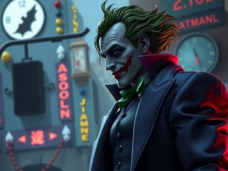 Batman and The Joker in a tense standoff in Gotham City