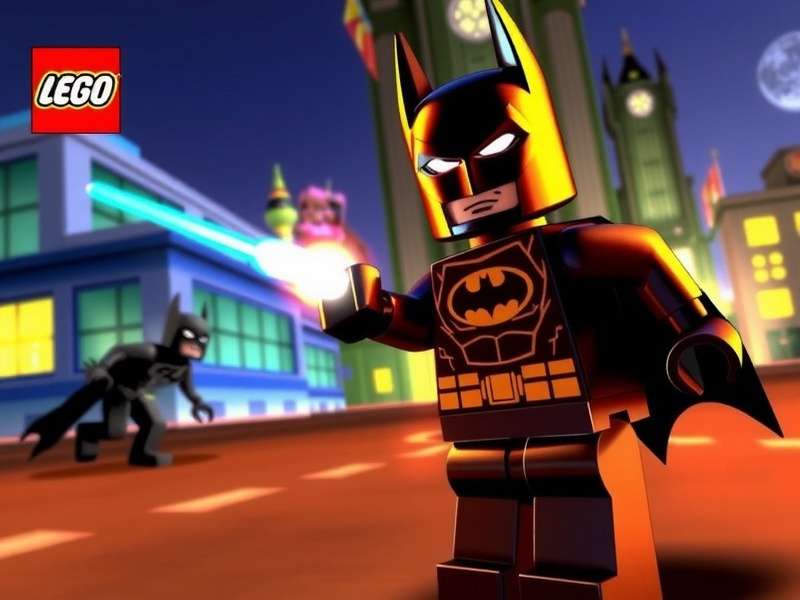 Lego Batman Game screenshot showing Batman and Robin in Gotham City