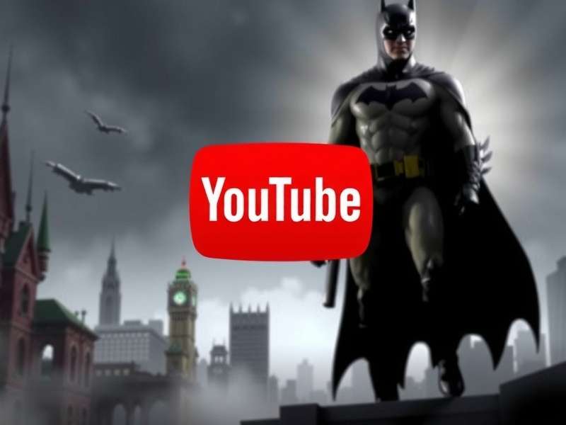 A silhouette of Batman against a dark sky with a bat-signal, representing the iconic theme.