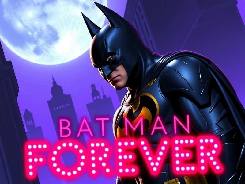 Batman Forever opening scene with Bat-signal in Gotham City