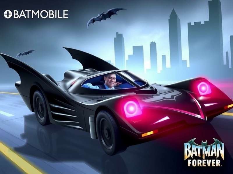 Batman Forever Batmobile – front angle view with neon glow