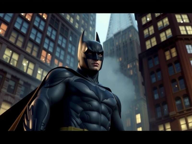 Batman and Catwoman in a dramatic rooftop scene