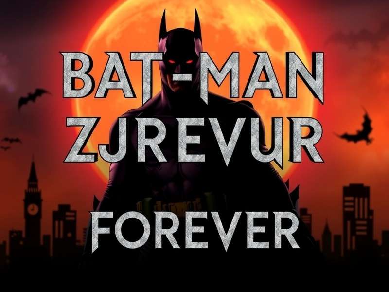 Batman Forever Alternate Font displayed as a neon-inspired typographic artwork with dark Gotham background