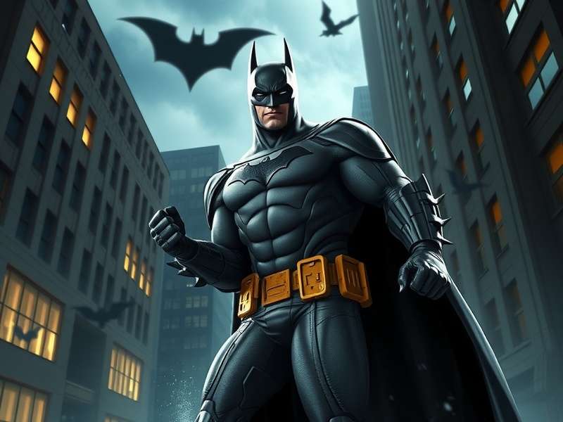 Batman silhouette against Gotham skyline – epic Dark Knight mood