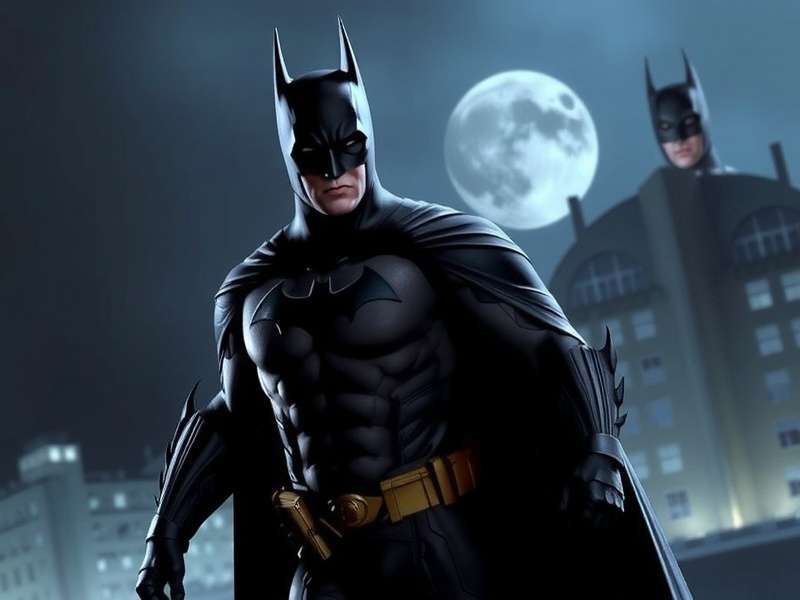 Batman Returns Dark Knight Rises - Gotham City skyline at dusk with the Bat-Signal illuminating the dark clouds